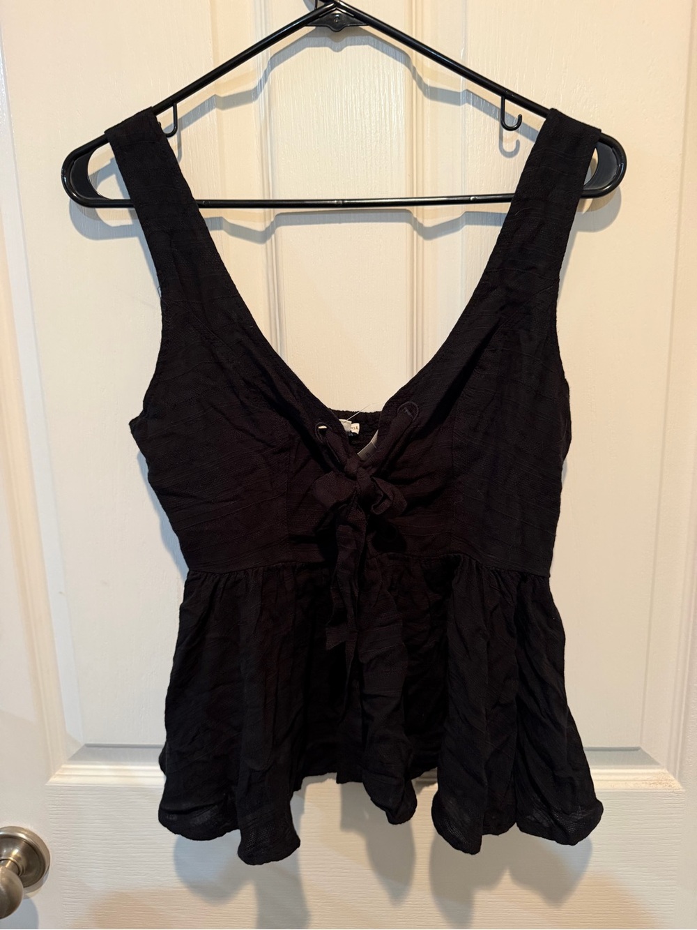 American Eagle Outfitters Black Tie-Front Peplum Camisole